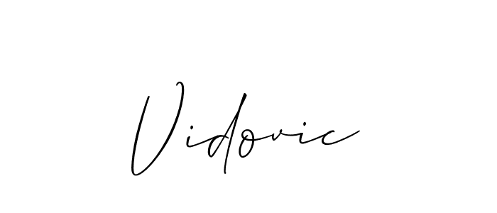 How to make Vidovic name signature. Use Allison_Script style for creating short signs online. This is the latest handwritten sign. Vidovic signature style 2 images and pictures png