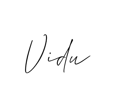 Make a beautiful signature design for name Vidu. With this signature (Allison_Script) style, you can create a handwritten signature for free. Vidu signature style 2 images and pictures png