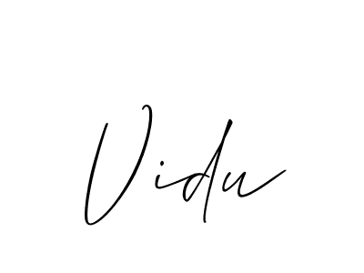 Make a beautiful signature design for name Vidu. With this signature (Allison_Script) style, you can create a handwritten signature for free. Vidu signature style 2 images and pictures png