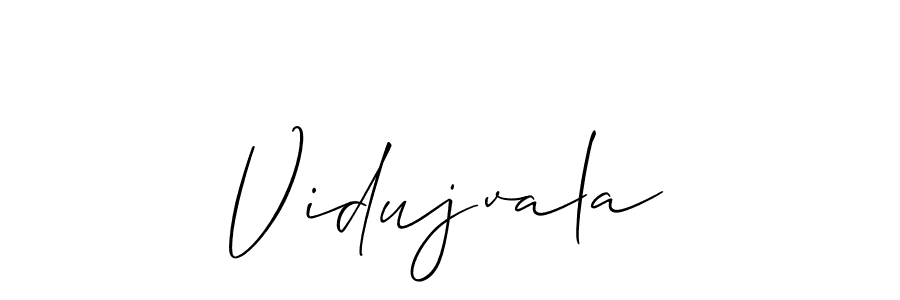 The best way (Allison_Script) to make a short signature is to pick only two or three words in your name. The name Vidujvala include a total of six letters. For converting this name. Vidujvala signature style 2 images and pictures png