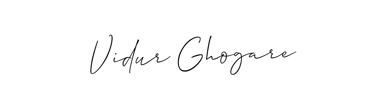 Allison_Script is a professional signature style that is perfect for those who want to add a touch of class to their signature. It is also a great choice for those who want to make their signature more unique. Get Vidur Ghogare name to fancy signature for free. Vidur Ghogare signature style 2 images and pictures png