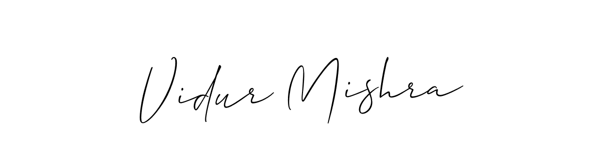 The best way (Allison_Script) to make a short signature is to pick only two or three words in your name. The name Vidur Mishra include a total of six letters. For converting this name. Vidur Mishra signature style 2 images and pictures png