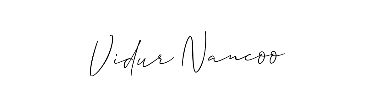 How to make Vidur Nancoo signature? Allison_Script is a professional autograph style. Create handwritten signature for Vidur Nancoo name. Vidur Nancoo signature style 2 images and pictures png