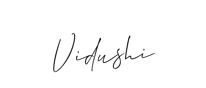 Create a beautiful signature design for name Vidushi. With this signature (Allison_Script) fonts, you can make a handwritten signature for free. Vidushi signature style 2 images and pictures png