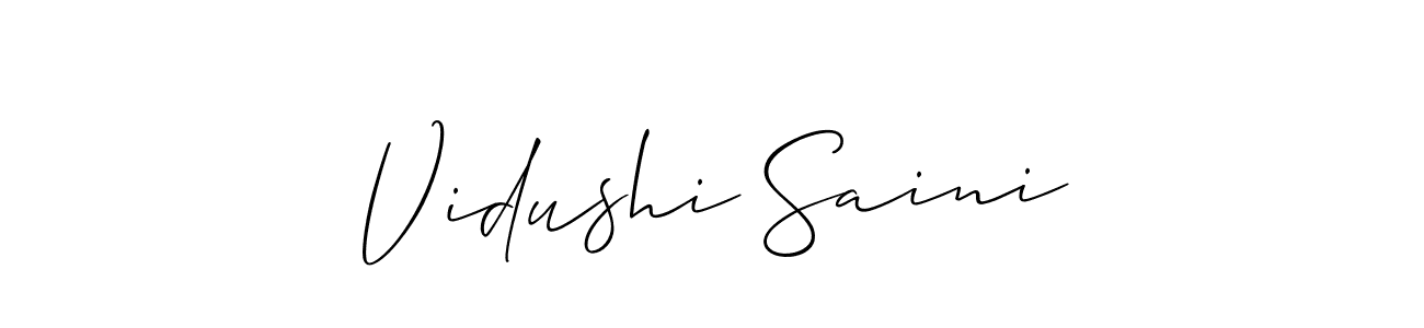 This is the best signature style for the Vidushi Saini name. Also you like these signature font (Allison_Script). Mix name signature. Vidushi Saini signature style 2 images and pictures png
