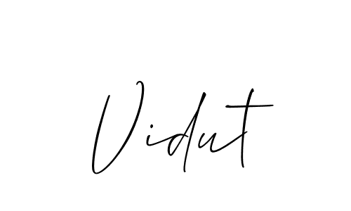 How to Draw Vidut signature style? Allison_Script is a latest design signature styles for name Vidut. Vidut signature style 2 images and pictures png