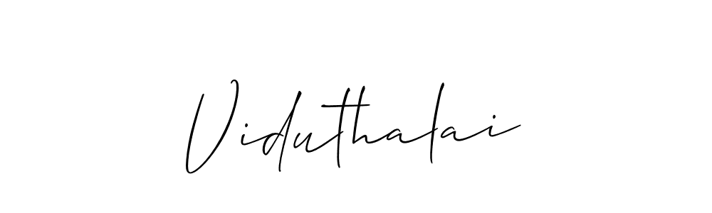 Similarly Allison_Script is the best handwritten signature design. Signature creator online .You can use it as an online autograph creator for name Viduthalai. Viduthalai signature style 2 images and pictures png