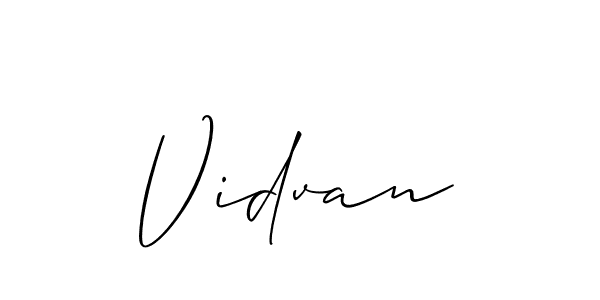 Use a signature maker to create a handwritten signature online. With this signature software, you can design (Allison_Script) your own signature for name Vidvan. Vidvan signature style 2 images and pictures png