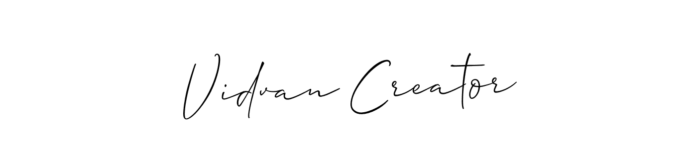 Make a beautiful signature design for name Vidvan Creator. With this signature (Allison_Script) style, you can create a handwritten signature for free. Vidvan Creator signature style 2 images and pictures png