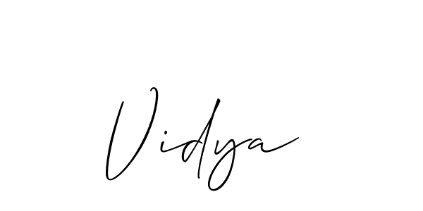 Use a signature maker to create a handwritten signature online. With this signature software, you can design (Allison_Script) your own signature for name Vidya . Vidya  signature style 2 images and pictures png