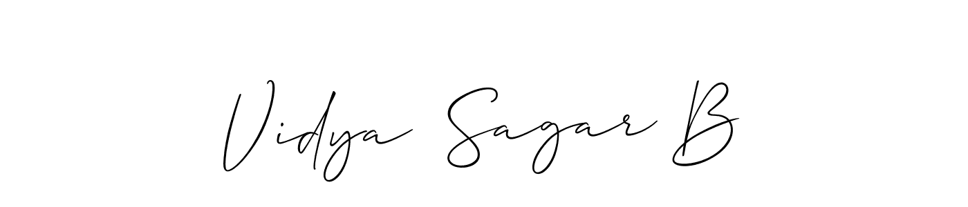 Make a beautiful signature design for name Vidya  Sagar B. With this signature (Allison_Script) style, you can create a handwritten signature for free. Vidya  Sagar B signature style 2 images and pictures png