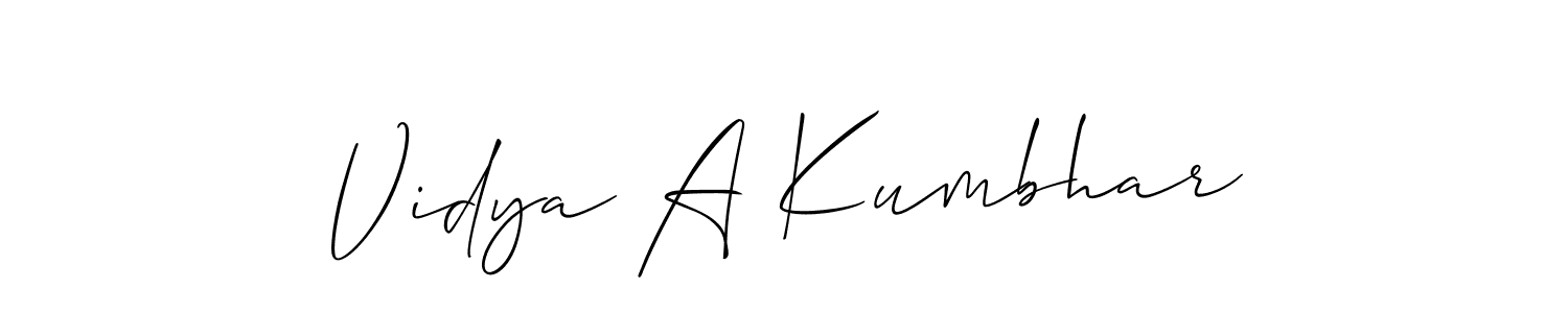This is the best signature style for the Vidya A Kumbhar name. Also you like these signature font (Allison_Script). Mix name signature. Vidya A Kumbhar signature style 2 images and pictures png