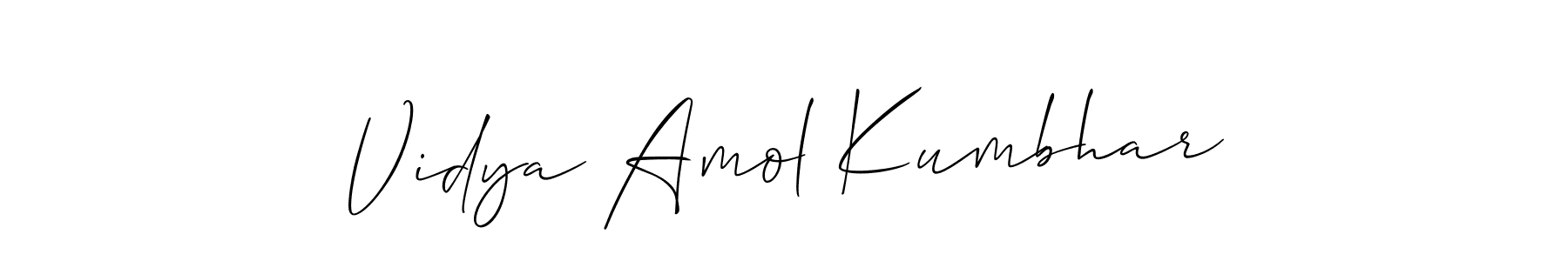 Allison_Script is a professional signature style that is perfect for those who want to add a touch of class to their signature. It is also a great choice for those who want to make their signature more unique. Get Vidya Amol Kumbhar name to fancy signature for free. Vidya Amol Kumbhar signature style 2 images and pictures png