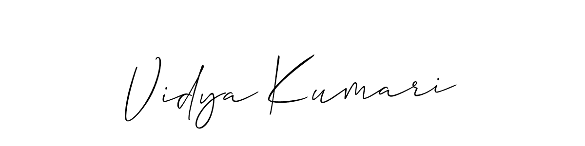 Allison_Script is a professional signature style that is perfect for those who want to add a touch of class to their signature. It is also a great choice for those who want to make their signature more unique. Get Vidya Kumari name to fancy signature for free. Vidya Kumari signature style 2 images and pictures png