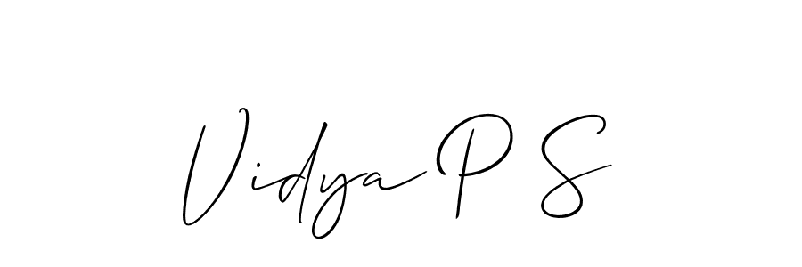 Similarly Allison_Script is the best handwritten signature design. Signature creator online .You can use it as an online autograph creator for name Vidya P S. Vidya P S signature style 2 images and pictures png