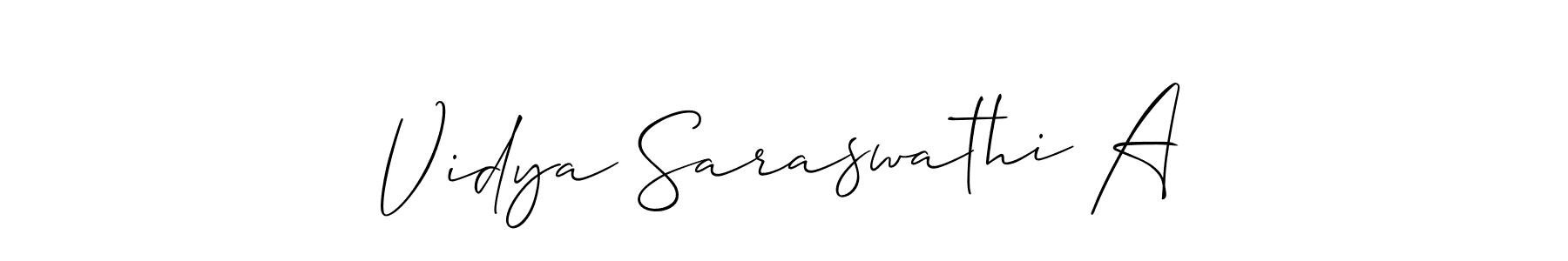 Use a signature maker to create a handwritten signature online. With this signature software, you can design (Allison_Script) your own signature for name Vidya Saraswathi A. Vidya Saraswathi A signature style 2 images and pictures png