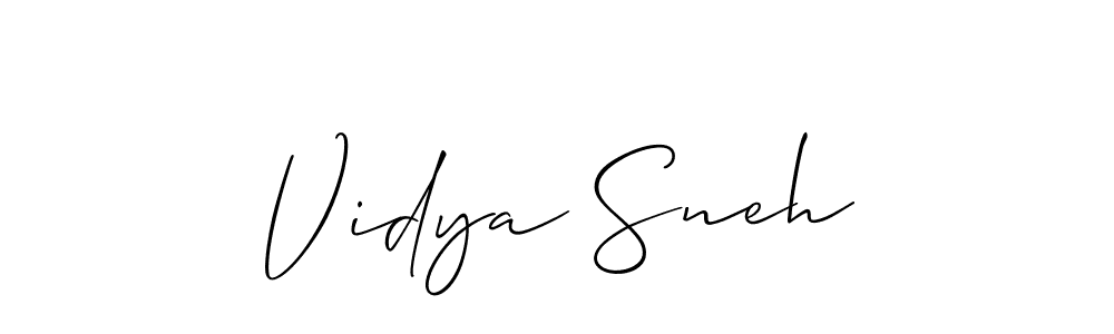 The best way (Allison_Script) to make a short signature is to pick only two or three words in your name. The name Vidya Sneh include a total of six letters. For converting this name. Vidya Sneh signature style 2 images and pictures png