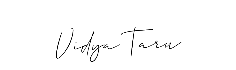 Make a beautiful signature design for name Vidya Taru. With this signature (Allison_Script) style, you can create a handwritten signature for free. Vidya Taru signature style 2 images and pictures png