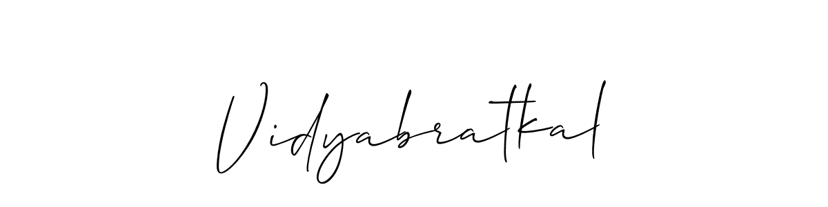 Make a beautiful signature design for name Vidyabratkal. With this signature (Allison_Script) style, you can create a handwritten signature for free. Vidyabratkal signature style 2 images and pictures png