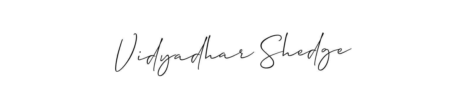 The best way (Allison_Script) to make a short signature is to pick only two or three words in your name. The name Vidyadhar Shedge include a total of six letters. For converting this name. Vidyadhar Shedge signature style 2 images and pictures png