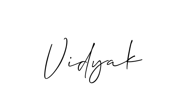 Also we have Vidyak name is the best signature style. Create professional handwritten signature collection using Allison_Script autograph style. Vidyak signature style 2 images and pictures png