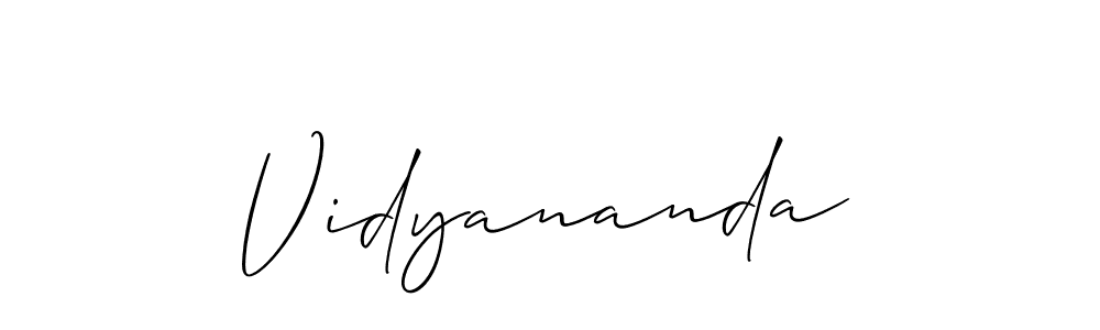 Make a beautiful signature design for name Vidyananda. With this signature (Allison_Script) style, you can create a handwritten signature for free. Vidyananda signature style 2 images and pictures png