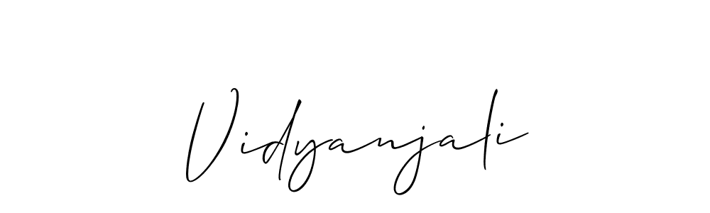if you are searching for the best signature style for your name Vidyanjali. so please give up your signature search. here we have designed multiple signature styles  using Allison_Script. Vidyanjali signature style 2 images and pictures png