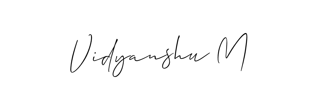 How to make Vidyanshu M name signature. Use Allison_Script style for creating short signs online. This is the latest handwritten sign. Vidyanshu M signature style 2 images and pictures png