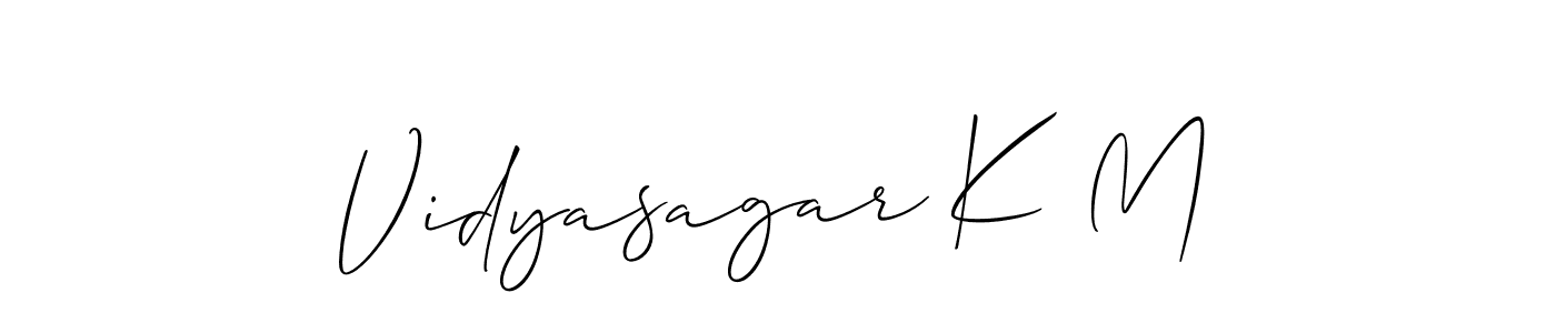 Make a beautiful signature design for name Vidyasagar K M. With this signature (Allison_Script) style, you can create a handwritten signature for free. Vidyasagar K M signature style 2 images and pictures png