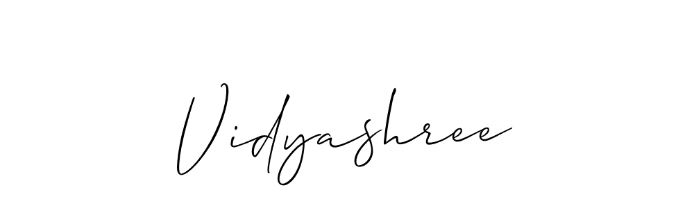 Use a signature maker to create a handwritten signature online. With this signature software, you can design (Allison_Script) your own signature for name Vidyashree. Vidyashree signature style 2 images and pictures png