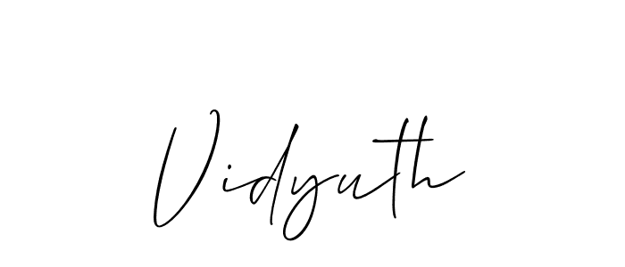 Make a beautiful signature design for name Vidyuth. With this signature (Allison_Script) style, you can create a handwritten signature for free. Vidyuth signature style 2 images and pictures png