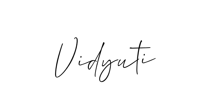 Also You can easily find your signature by using the search form. We will create Vidyuti name handwritten signature images for you free of cost using Allison_Script sign style. Vidyuti signature style 2 images and pictures png