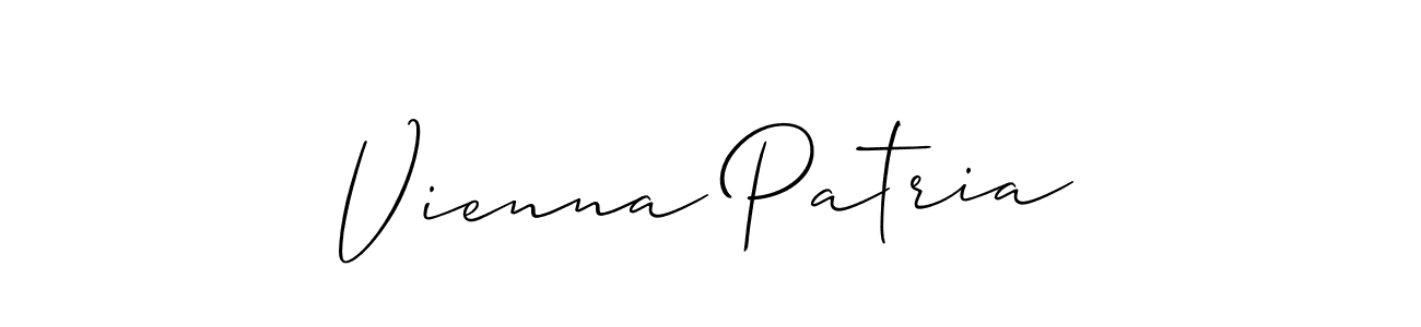 Use a signature maker to create a handwritten signature online. With this signature software, you can design (Allison_Script) your own signature for name Vienna Patria. Vienna Patria signature style 2 images and pictures png