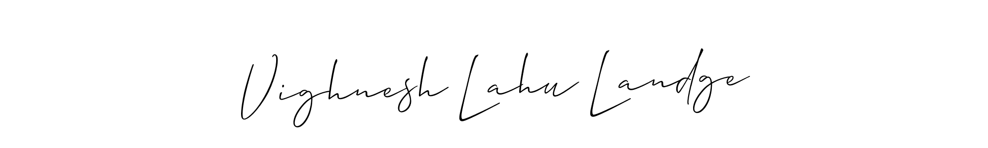 How to Draw Vighnesh Lahu Landge signature style? Allison_Script is a latest design signature styles for name Vighnesh Lahu Landge. Vighnesh Lahu Landge signature style 2 images and pictures png