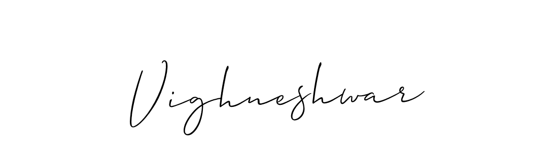 Make a beautiful signature design for name Vighneshwar. With this signature (Allison_Script) style, you can create a handwritten signature for free. Vighneshwar signature style 2 images and pictures png