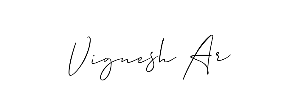 You should practise on your own different ways (Allison_Script) to write your name (Vignesh Ar) in signature. don't let someone else do it for you. Vignesh Ar signature style 2 images and pictures png