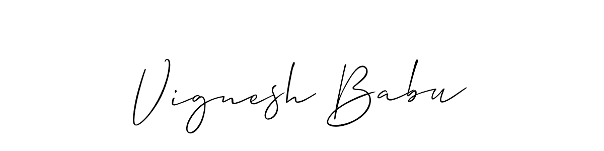 Create a beautiful signature design for name Vignesh Babu. With this signature (Allison_Script) fonts, you can make a handwritten signature for free. Vignesh Babu signature style 2 images and pictures png