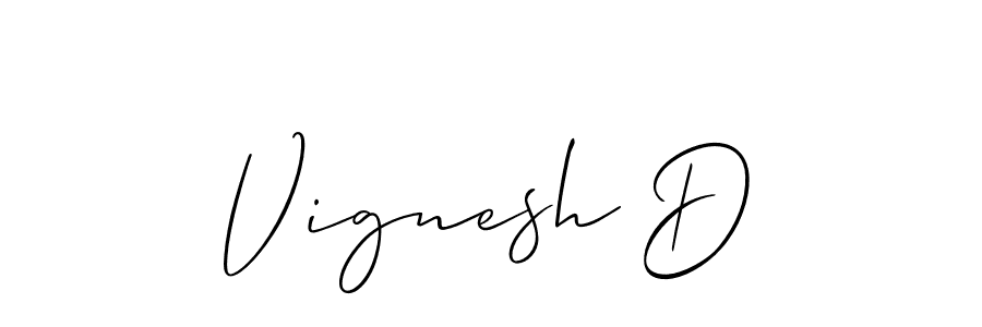 Make a beautiful signature design for name Vignesh D. With this signature (Allison_Script) style, you can create a handwritten signature for free. Vignesh D signature style 2 images and pictures png