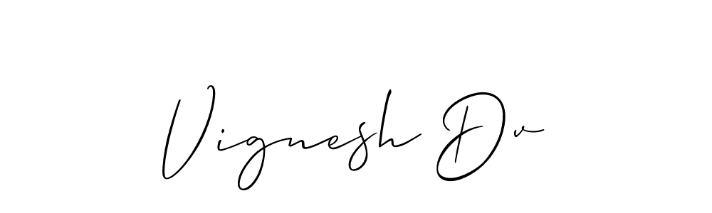 How to Draw Vignesh Dv signature style? Allison_Script is a latest design signature styles for name Vignesh Dv. Vignesh Dv signature style 2 images and pictures png