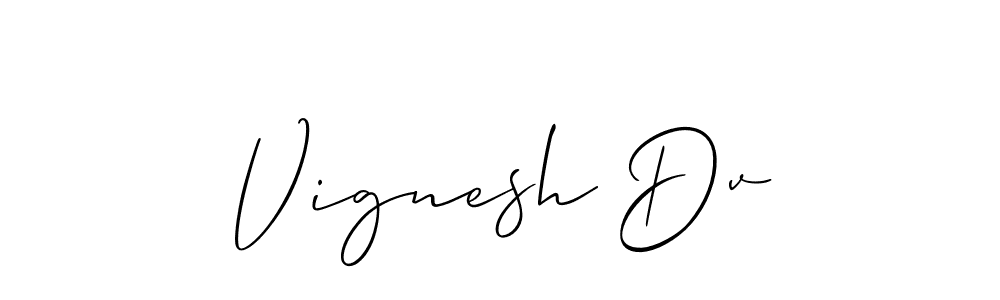 Create a beautiful signature design for name Vignesh Dv. With this signature (Allison_Script) fonts, you can make a handwritten signature for free. Vignesh Dv signature style 2 images and pictures png