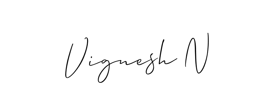 Create a beautiful signature design for name Vignesh N. With this signature (Allison_Script) fonts, you can make a handwritten signature for free. Vignesh N signature style 2 images and pictures png