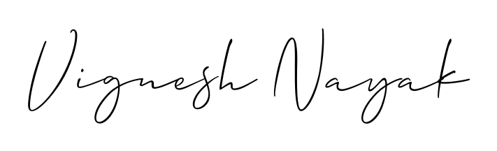 The Allison_Script handwriting style adds charm and authenticity to name Vignesh Nayak. A wonderful choice for personal thank-you notes. Vignesh Nayak signature style 2 images and pictures png