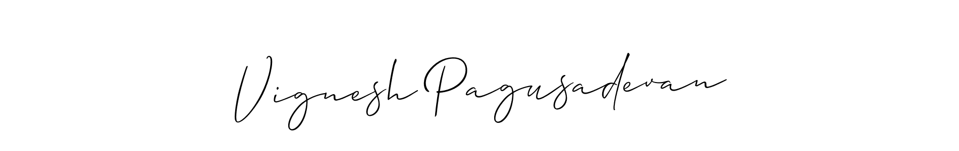 You should practise on your own different ways (Allison_Script) to write your name (Vignesh Pagusadevan) in signature. don't let someone else do it for you. Vignesh Pagusadevan signature style 2 images and pictures png