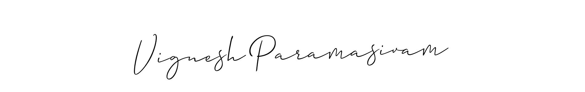 Use a signature maker to create a handwritten signature online. With this signature software, you can design (Allison_Script) your own signature for name Vignesh Paramasivam. Vignesh Paramasivam signature style 2 images and pictures png