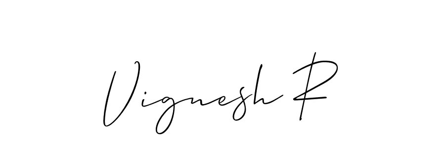 How to make Vignesh R name signature. Use Allison_Script style for creating short signs online. This is the latest handwritten sign. Vignesh R signature style 2 images and pictures png