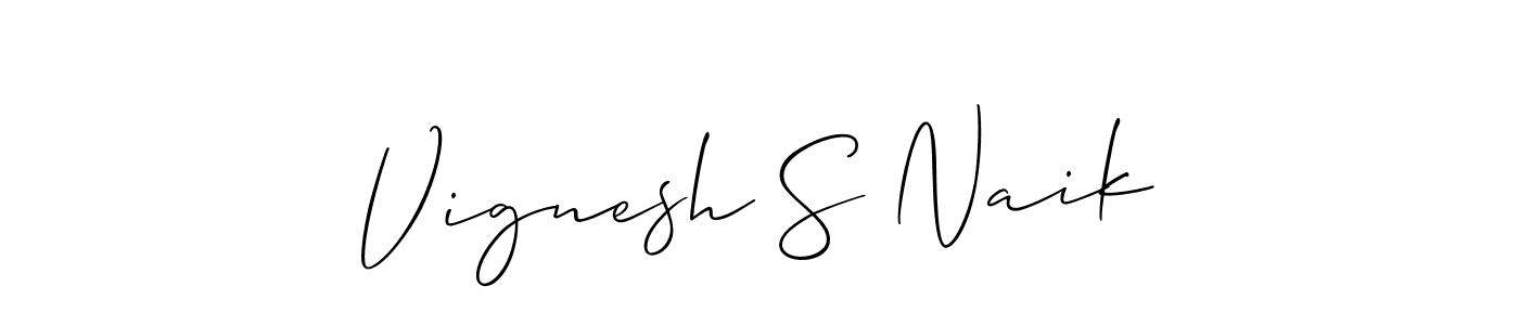 Also we have Vignesh S Naik name is the best signature style. Create professional handwritten signature collection using Allison_Script autograph style. Vignesh S Naik signature style 2 images and pictures png