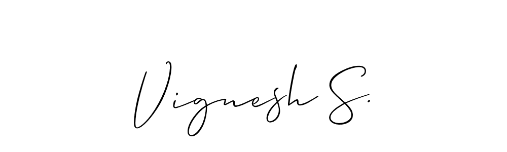 Make a beautiful signature design for name Vignesh S.. With this signature (Allison_Script) style, you can create a handwritten signature for free. Vignesh S. signature style 2 images and pictures png