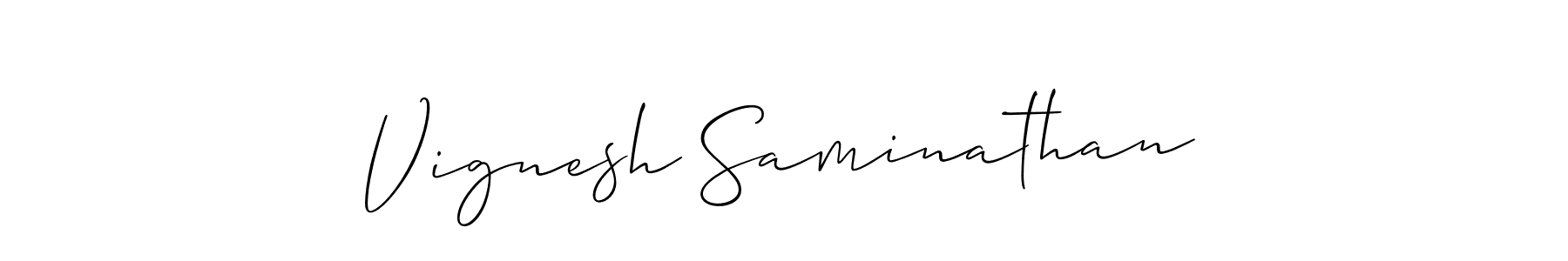 How to make Vignesh Saminathan name signature. Use Allison_Script style for creating short signs online. This is the latest handwritten sign. Vignesh Saminathan signature style 2 images and pictures png