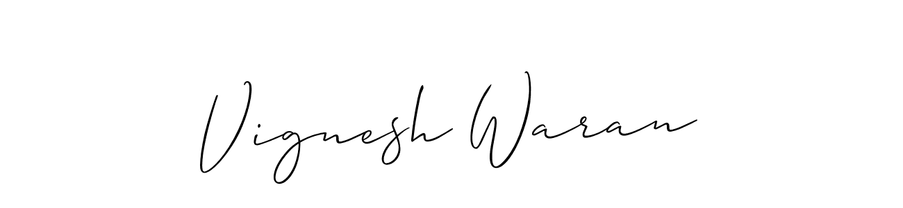 How to make Vignesh Waran name signature. Use Allison_Script style for creating short signs online. This is the latest handwritten sign. Vignesh Waran signature style 2 images and pictures png