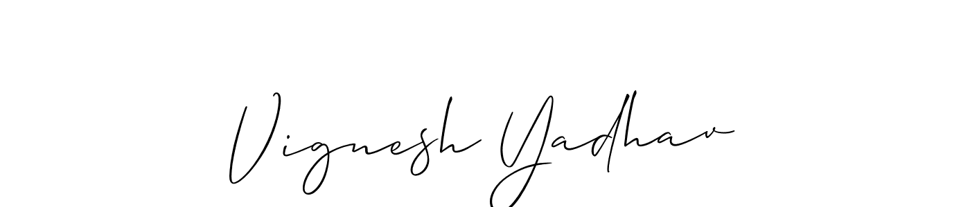 Use a signature maker to create a handwritten signature online. With this signature software, you can design (Allison_Script) your own signature for name Vignesh Yadhav. Vignesh Yadhav signature style 2 images and pictures png